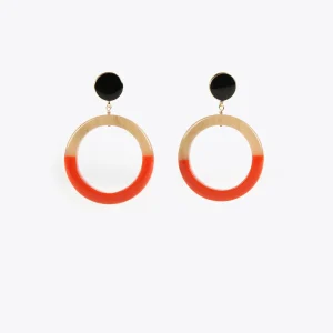 Lola Casademunt Bisuteria<Pendientes de aro bicolor MARRON-ROJO