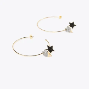 Lola Casademunt Pendientes<Pendientes de aro con charms METAL-GRIS
