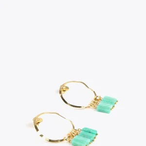 Lola Casademunt Bisuteria<Pendientes de aro con piedras naturales CORAL