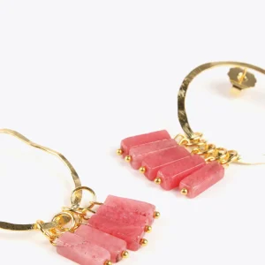 Lola Casademunt Bisuteria<Pendientes de aro con piedras naturales CORAL