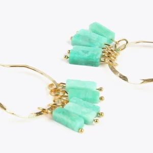 Lola Casademunt Bisuteria<Pendientes de aro con piedras naturales CORAL