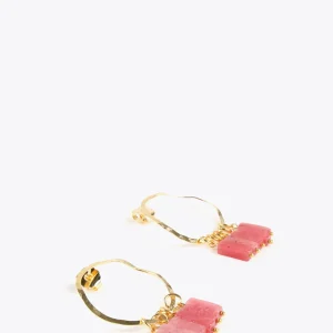 Lola Casademunt Bisuteria<Pendientes de aro con piedras naturales CORAL
