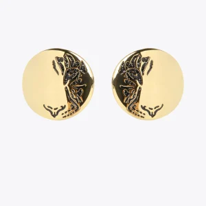 Lola Casademunt Pendientes<Pendientes de botón dorados METAL-NEGRO