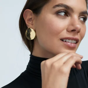 Lola Casademunt Pendientes<Pendientes de botón dorados METAL-NEGRO