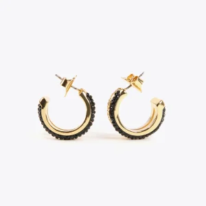 Lola Casademunt Pendientes<Pendientes doble aro METAL-NEGRO