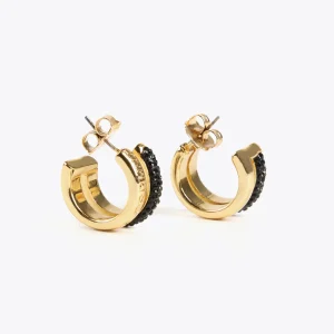 Lola Casademunt Pendientes<Pendientes doble aro METAL-NEGRO