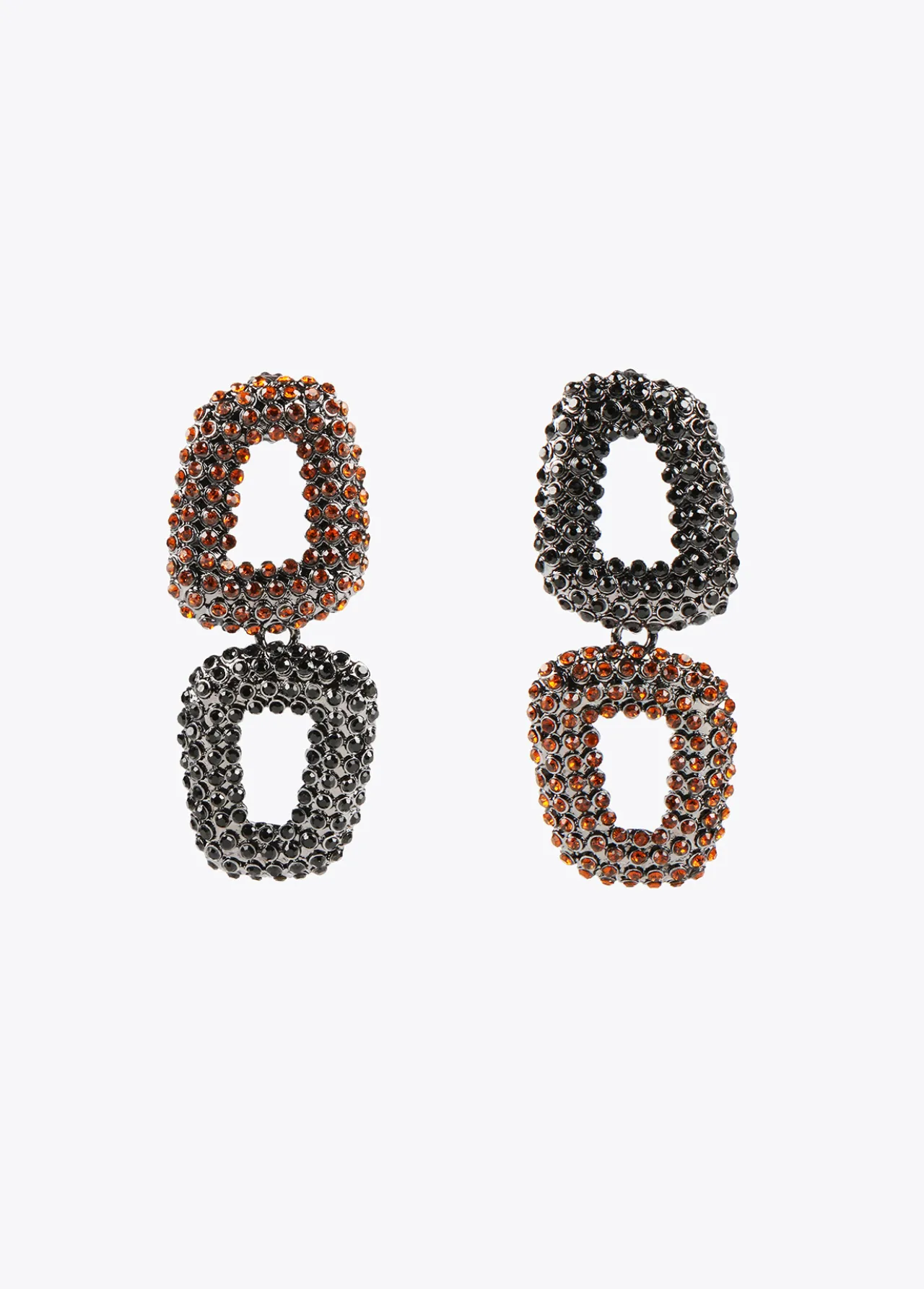 pendientes_dobles_con_piedras_0.webp Lola Casademunt Pendientes<Pendientes dobles con piedras NEGRO-MARRON