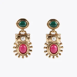 Lola Casademunt Pendientes<Pendientes dorados con piedras METAL-MULTICOLOR