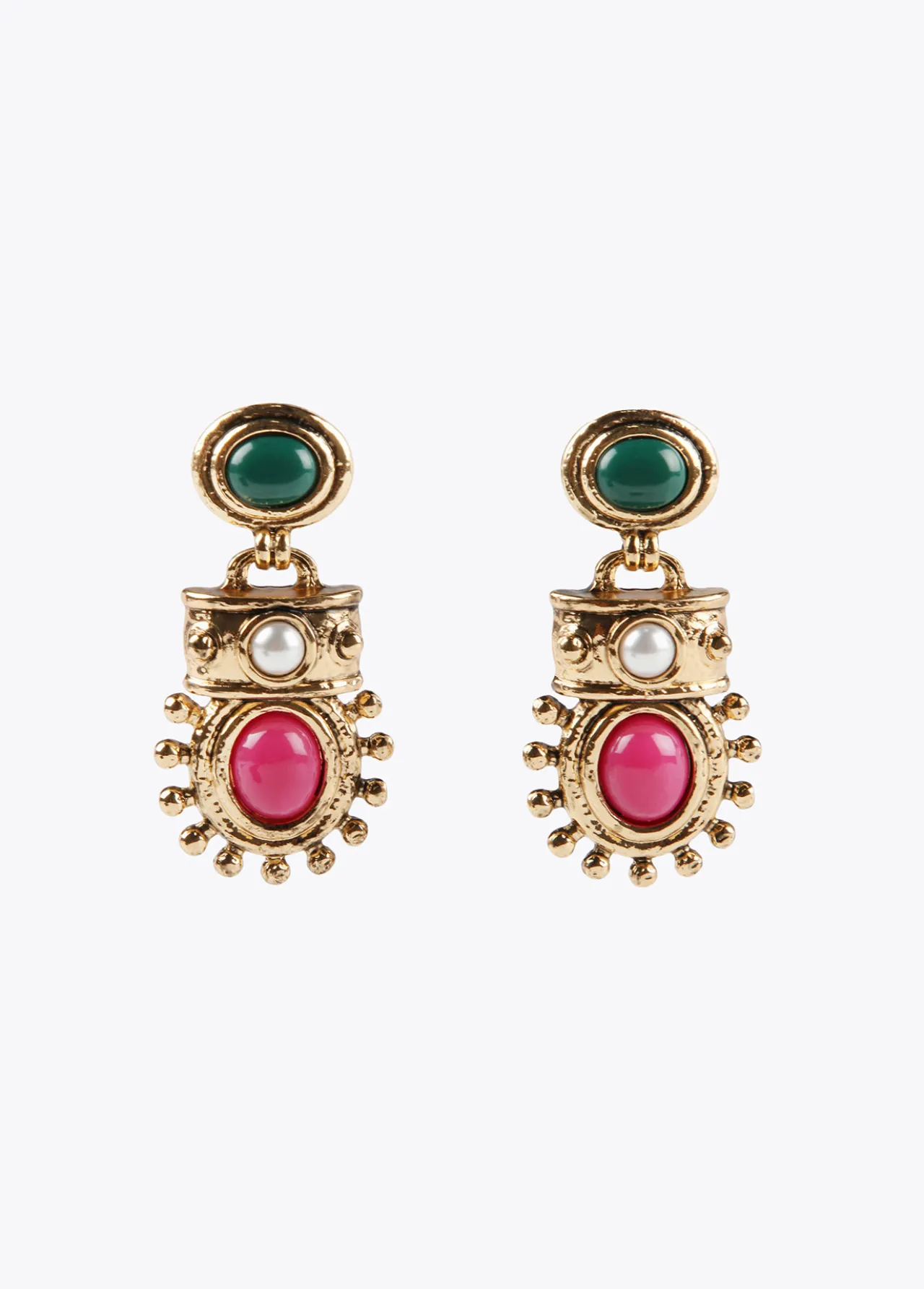 pendientes_dorados_con_piedras_0.webp Lola Casademunt Pendientes<Pendientes dorados con piedras METAL-MULTICOLOR
