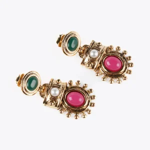 Lola Casademunt Pendientes<Pendientes dorados con piedras METAL-MULTICOLOR