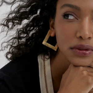 Lola Casademunt Bisuteria<Pendientes s de aros cuadrados DORADO
