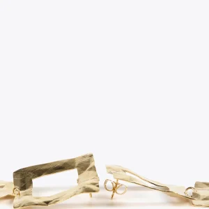 Lola Casademunt Bisuteria<Pendientes s doble cuadrado DORADO