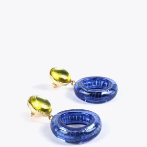 Lola Casademunt Bisuteria<Pendientes dos piezas de colores AZULELECTRICO