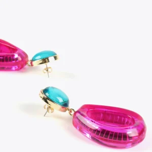 Lola Casademunt Bisuteria<Pendientes dos piezas de colores FUCSIA