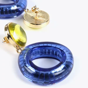 Lola Casademunt Bisuteria<Pendientes dos piezas de colores AZULELECTRICO