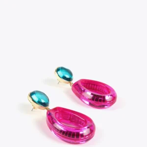 Lola Casademunt Bisuteria<Pendientes dos piezas de colores FUCSIA