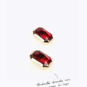 Lola Casademunt Bisuteria<Pendientes octogonales ROJO