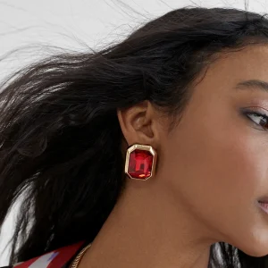 Lola Casademunt Bisuteria<Pendientes octogonales ROJO