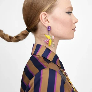 Lola Casademunt Bisuteria<Pendientes pez de colores LILA-AMARILLO