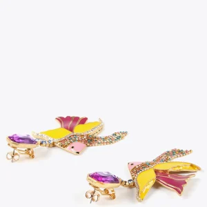Lola Casademunt Bisuteria<Pendientes pez de colores LILA-AMARILLO