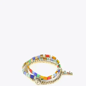 Lola Casademunt Bisuteria<Pulseras elásticas AZUL-VERDE