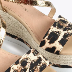 Lola Casademunt Calzado<Sandalia cuña animal print CRUDO-NEGRO