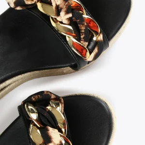 Lola Casademunt Calzado<Sandalia cuña con estampado animal CRUDO-METAL