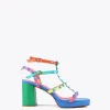 Lola Casademunt Calzado<Sandalia de tacón con tiras multicolor VERDE-ROSA