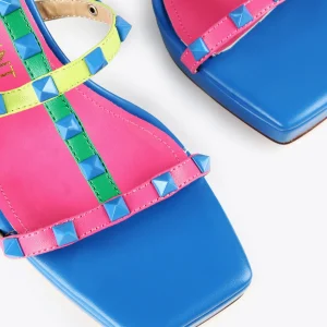 Lola Casademunt Calzado<Sandalia de tacón con tiras multicolor VERDE-ROSA
