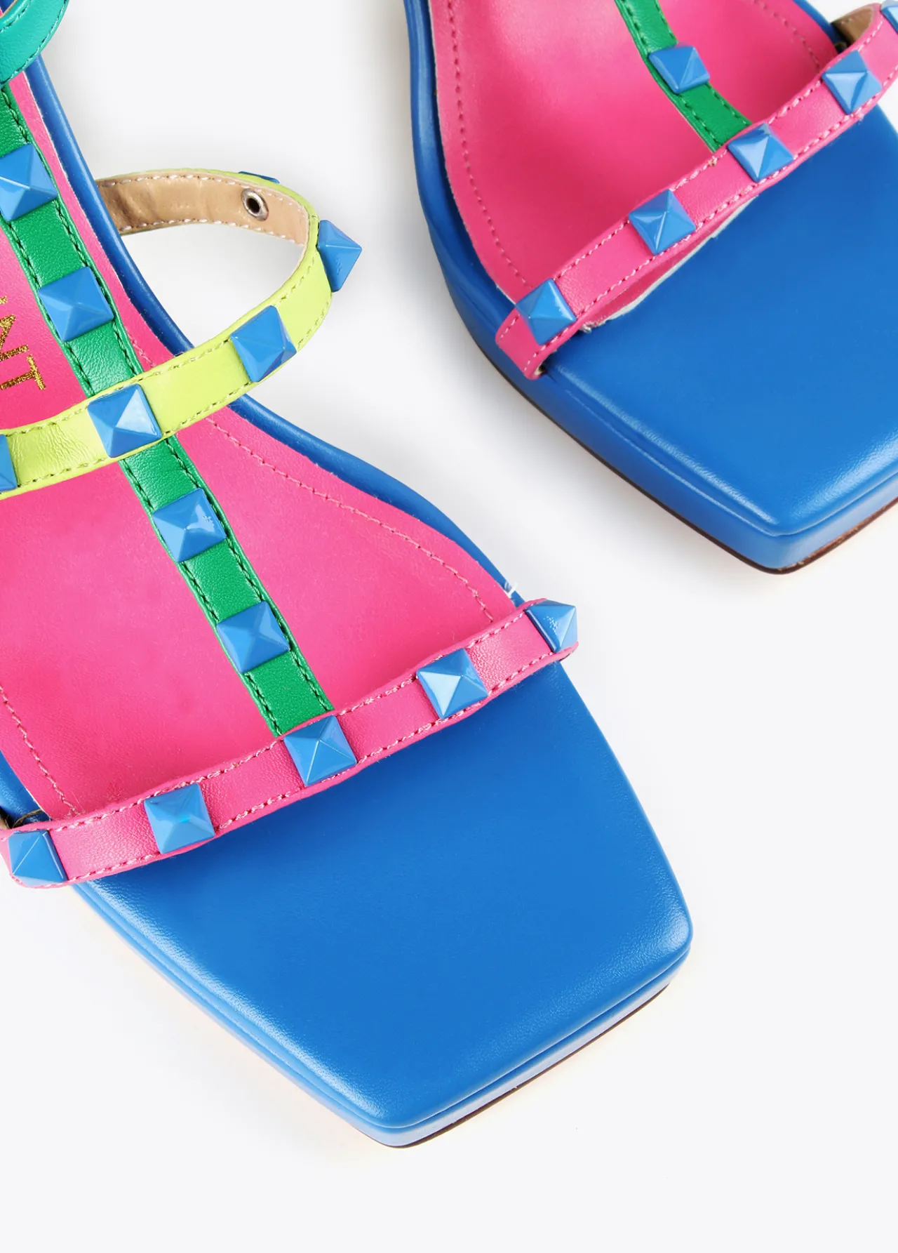 Lola Casademunt Calzado<Sandalia de tacón con tiras multicolor VERDE-ROSA