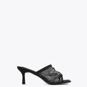 Lola Casademunt Calzado<Sandalia de tacón  y malla de strass NEGRO