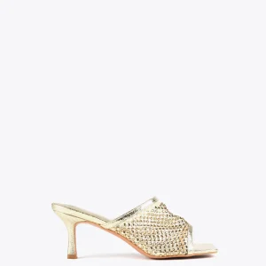 Lola Casademunt Calzado<Sandalia de tacón y malla de strass NEGRO