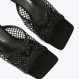 Lola Casademunt Calzado<Sandalia de tacón  y malla de strass NEGRO