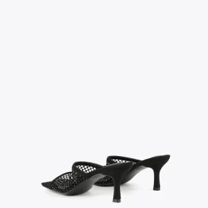 Lola Casademunt Calzado<Sandalia de tacón  y malla de strass NEGRO