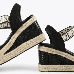 Lola Casademunt Calzado<Sandalia negra tipo cuña NEGRO-CRUDO