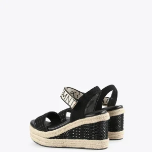 Lola Casademunt Calzado<Sandalia negra tipo cuña NEGRO-CRUDO