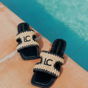 Lola Casademunt Calzado<Sandalia pala efecto rafia NEGRO-MARRON