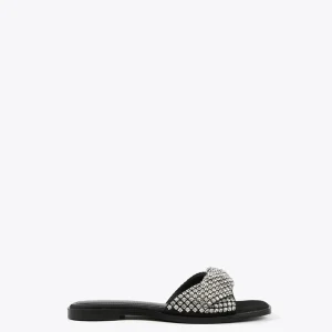 Lola Casademunt Calzado<Sandalia plana con pedreria NEGRO-METAL
