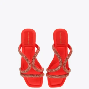 Lola Casademunt Calzado<Sandalia plana con pedreria ROJO