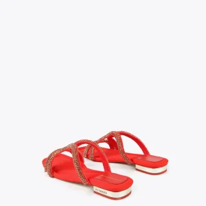 Lola Casademunt Calzado<Sandalia plana con pedreria ROJO