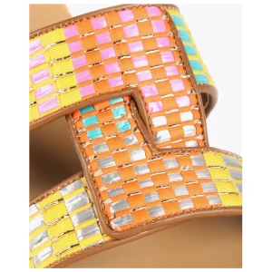 Lola Casademunt Calzado<Sandalia plana efecto rafia multicolor MARRON-NARANJA