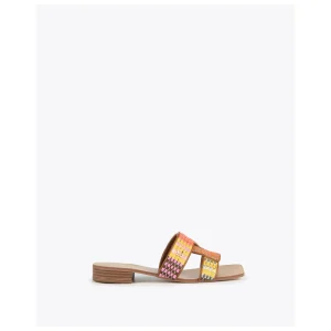 Lola Casademunt Calzado<Sandalia plana efecto rafia multicolor MARRON-NARANJA