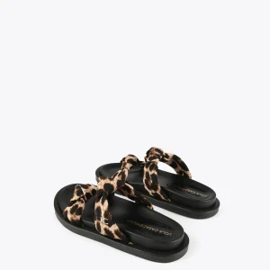 Lola Casademunt Calzado | Baño<Sandalia plana tiras estampado animal MARRON-NEGRO