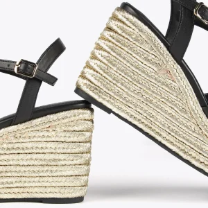 Lola Casademunt Calzado<Sandalia tipo cuña metalizada NEGRO-CRUDO