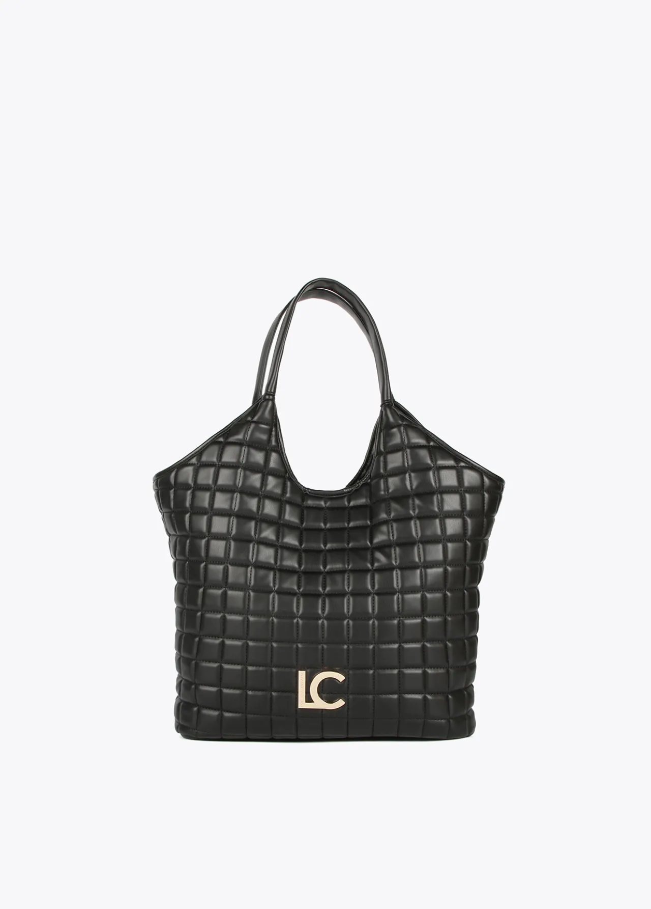 shopper_acolchado_de_cuadros_0.webp Lola Casademunt Bolsos De Hombro | Bolsos Shopper<Shopper acolchado de cuadros NEGRO