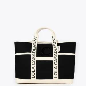 Lola Casademunt Bolsos<Shopper Canvas con asas logotipadas NEGRO-CRUDO