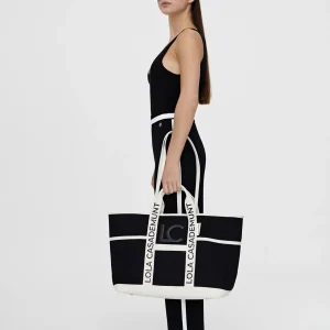 Lola Casademunt Bolsos<Shopper Canvas con asas logotipadas NEGRO-CRUDO