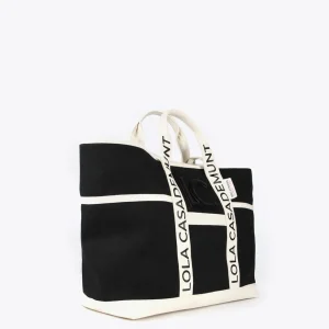Lola Casademunt Bolsos<Shopper Canvas con asas logotipadas NEGRO-CRUDO