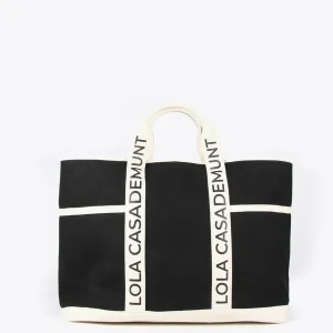 Lola Casademunt Bolsos<Shopper Canvas con asas logotipadas NEGRO-CRUDO