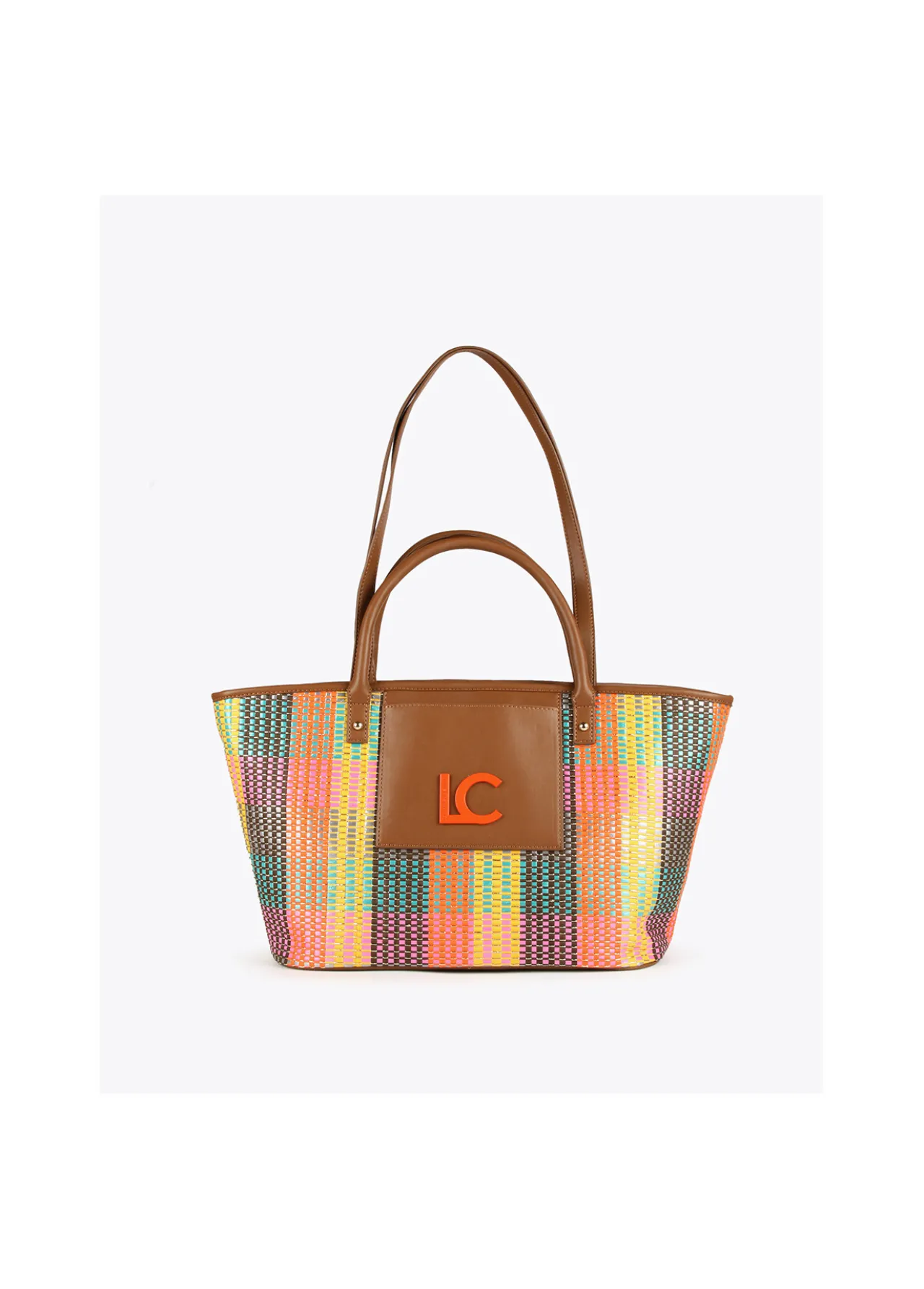 Lola Casademunt Bolsos<Shopper doble asa multicolor MARRON-NARANJA